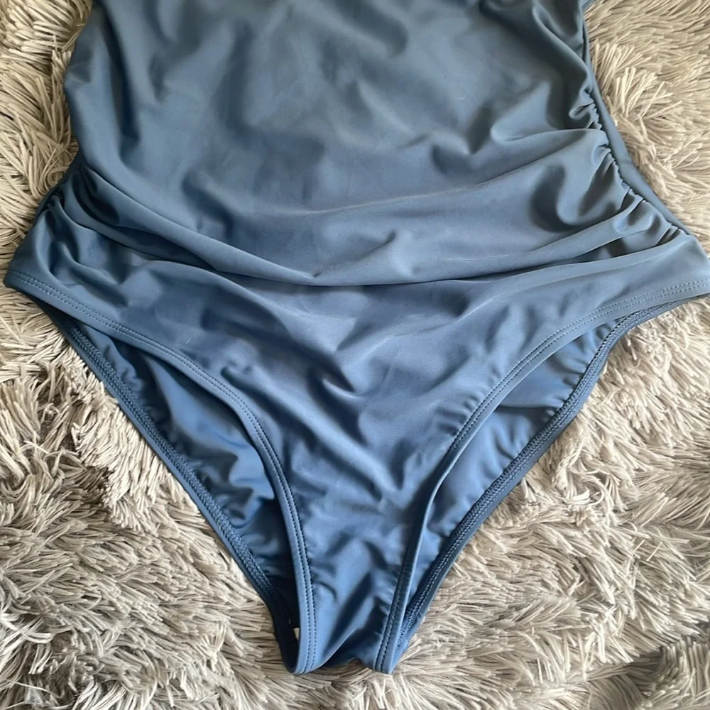 Cupshe Ruffled V-Neck & Lace-Up Back Swimsuit - Picture 7 of 14